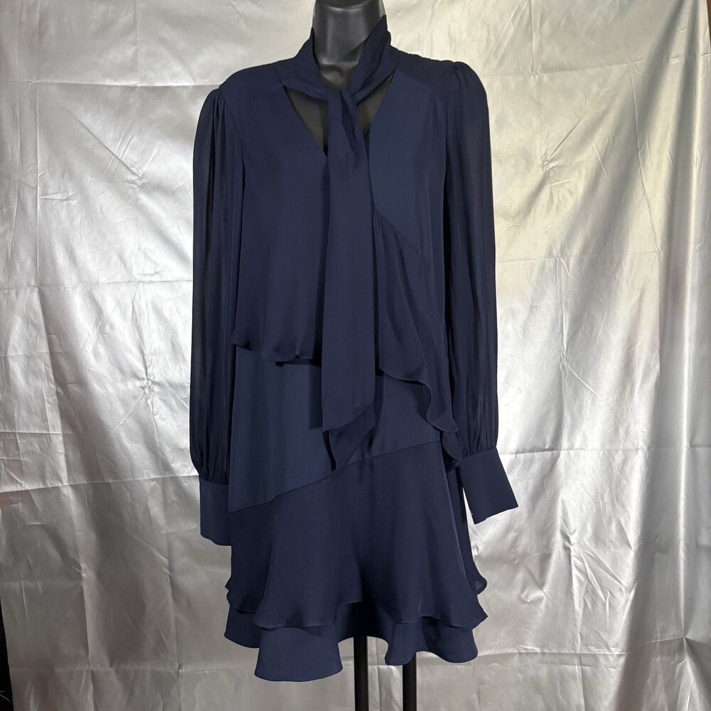 PARKER Kenji Tiered Chiffon Long-Sleeve Dress XS - Picture 3 of 16
